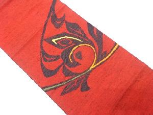 手織り紬 花唐草模様織り出し名古屋帯